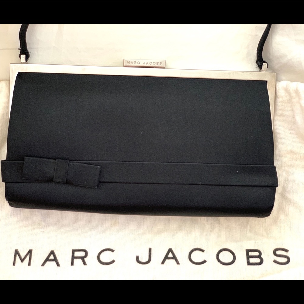 AUTHENTIC Marc Jacobs Black Satin WithBow Baguette